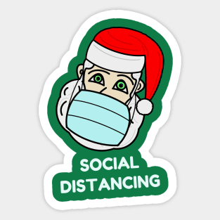 Santa Claus with a face mask - "Social distancing" Sticker